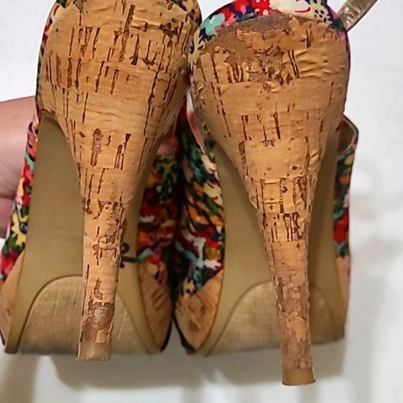 Rampage "Grayson" floral opentoe platform heels with Navy bow size 10 - Picture 9 of 13